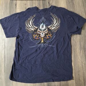 Vintage Eight Ball Design Skull T-shirt 8 Ball Rare Size XL Retro Biker ODM